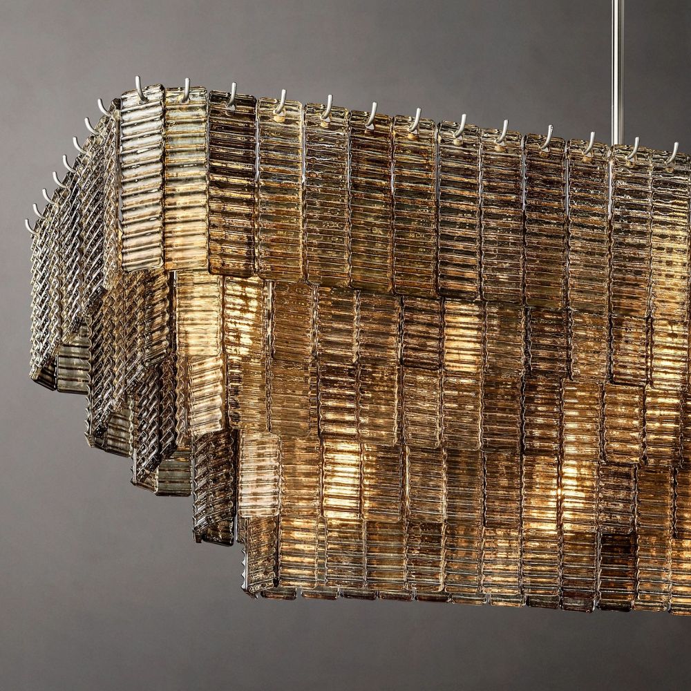 Sirene Draped Glass Rectangle Chandelier 77"