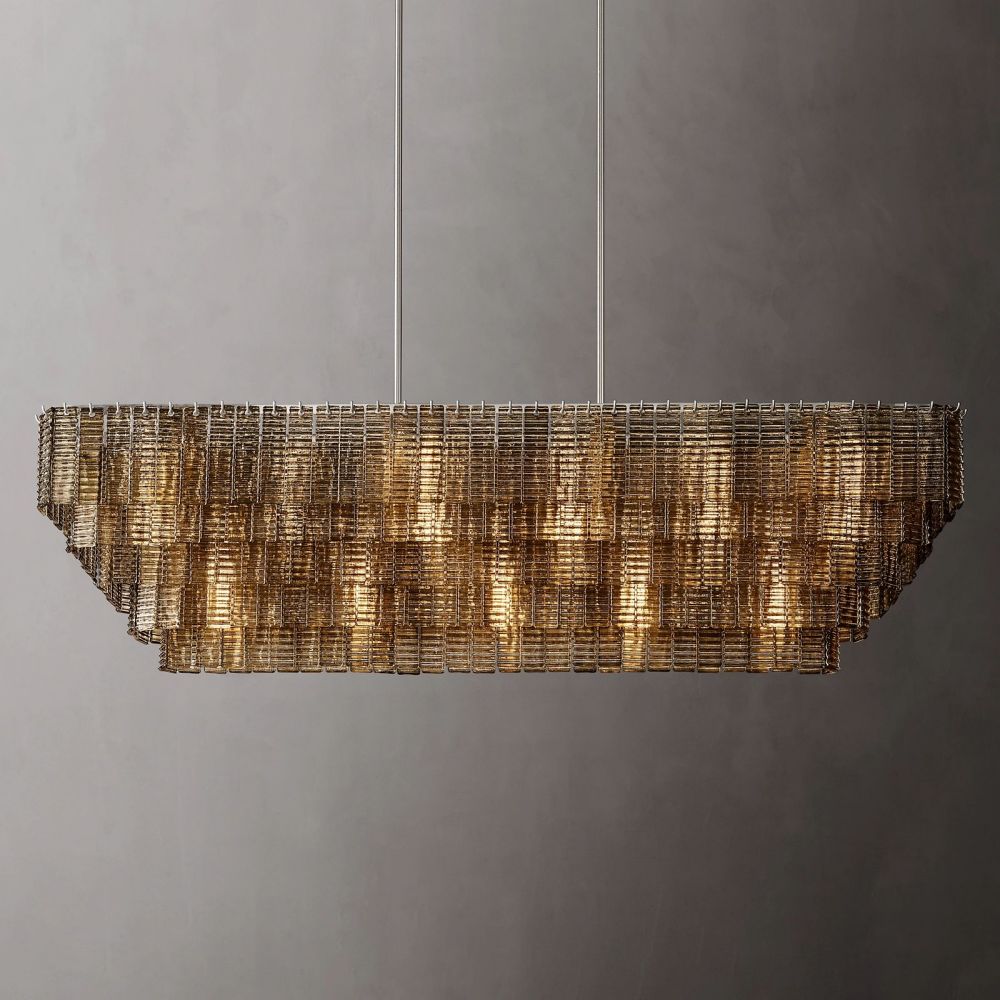 Sirene Draped Glass Rectangle Chandelier 77"