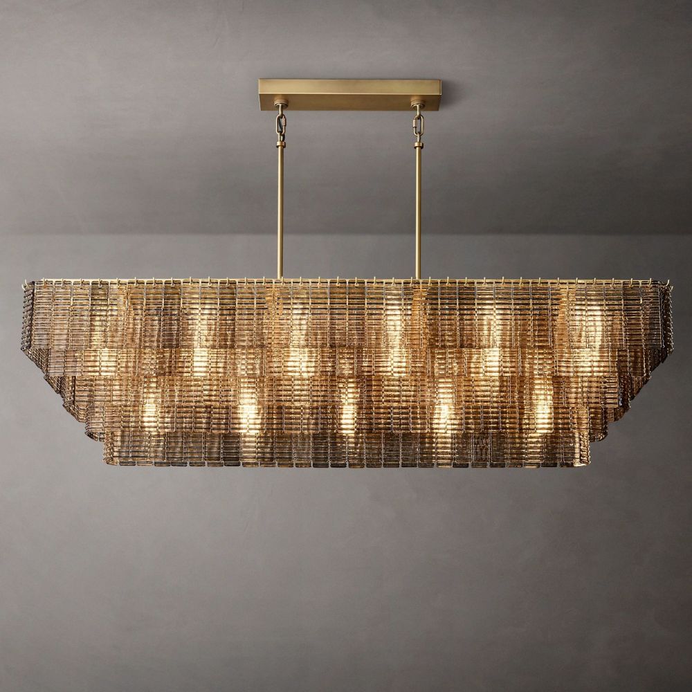 Sirene Draped Glass Rectangle Chandelier 77"