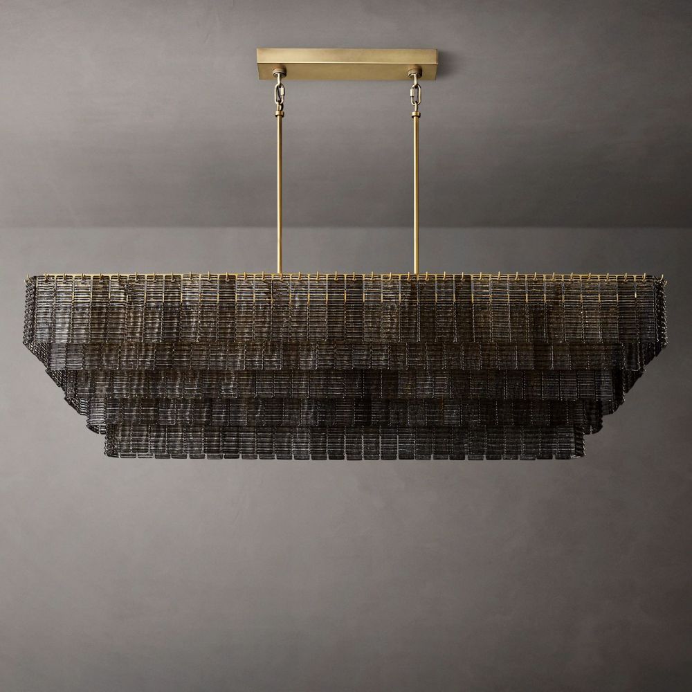 Sirene Draped Glass Rectangle Chandelier 77"