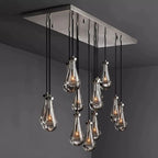 Rain Aura Glass Rectangular Chandelier 54"