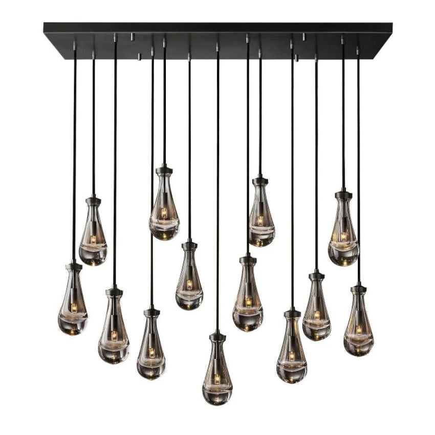 Rain Aura Glass Rectangular Chandelier 54"