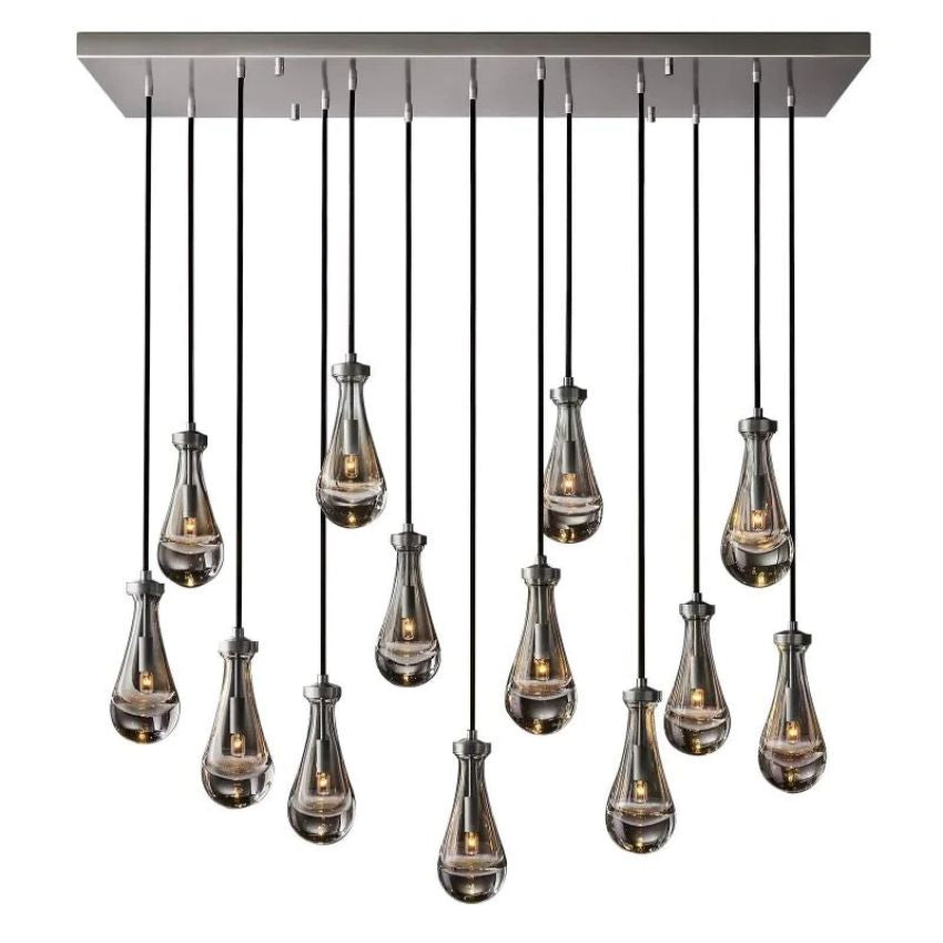 Rain Aura Glass Rectangular Chandelier 54"