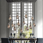 Rain Aura Glass Rectangular Chandelier 54"