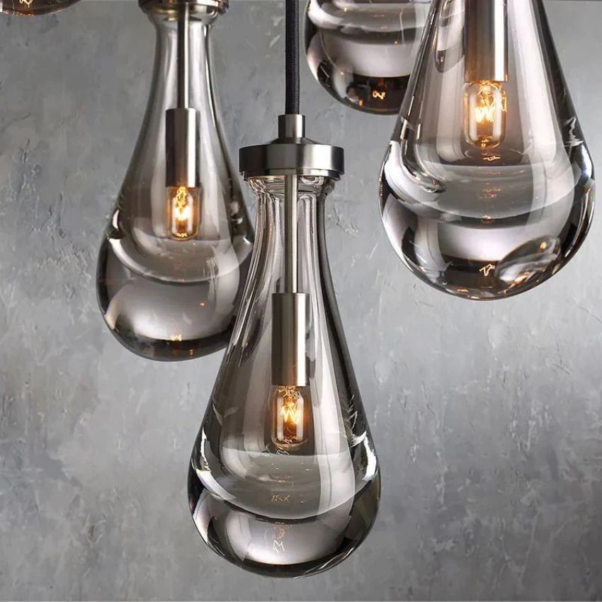 Rain Aura Glass Rectangular Chandelier 54"