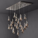 Rain Aura Glass Rectangular Chandelier 72"