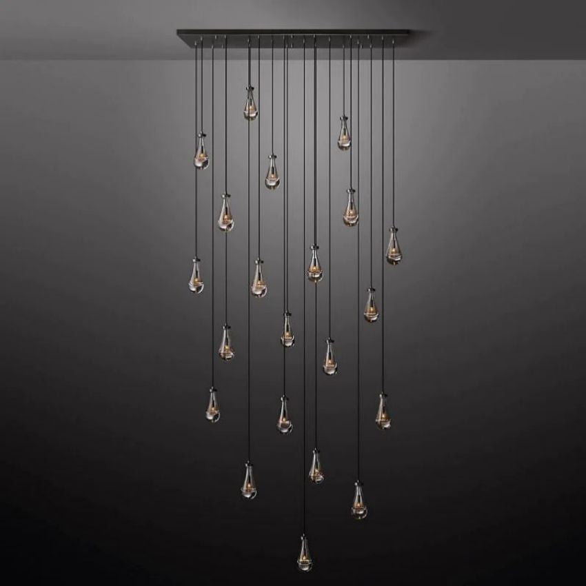 Rain Aura Glass Rectangular Chandelier 72"