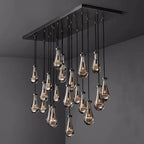 Rain Aura Glass Rectangular Chandelier 72"