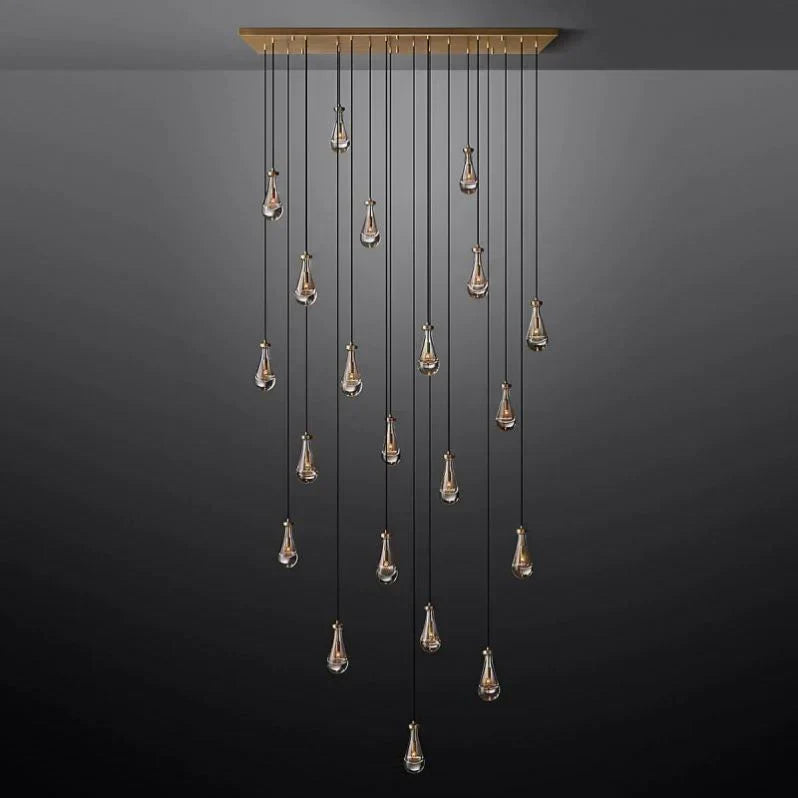 Rain Aura Glass Rectangular Chandelier 72"