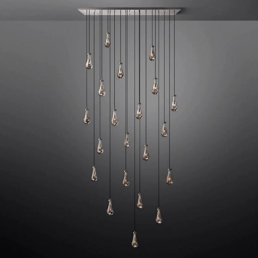 Rain Aura Glass Rectangular Chandelier 72"