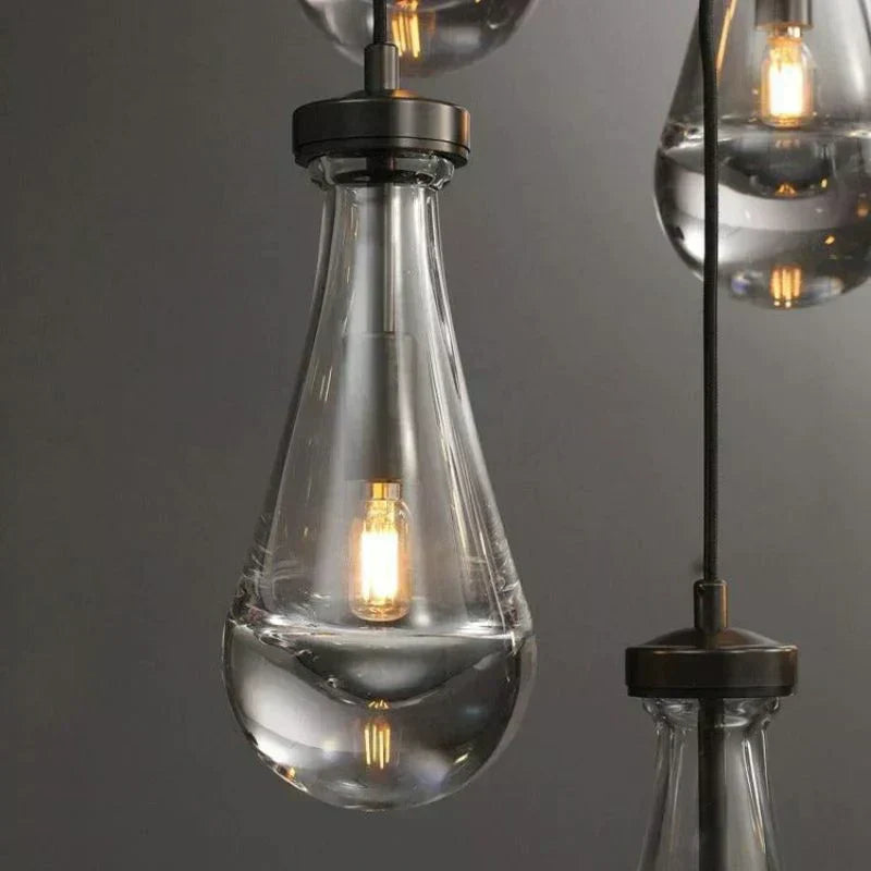 Rain Aura Glass Round Chandelier 18"