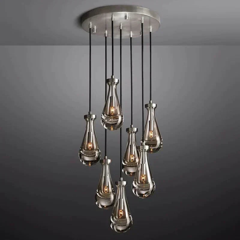 Rain Aura Glass Round Chandelier 18"