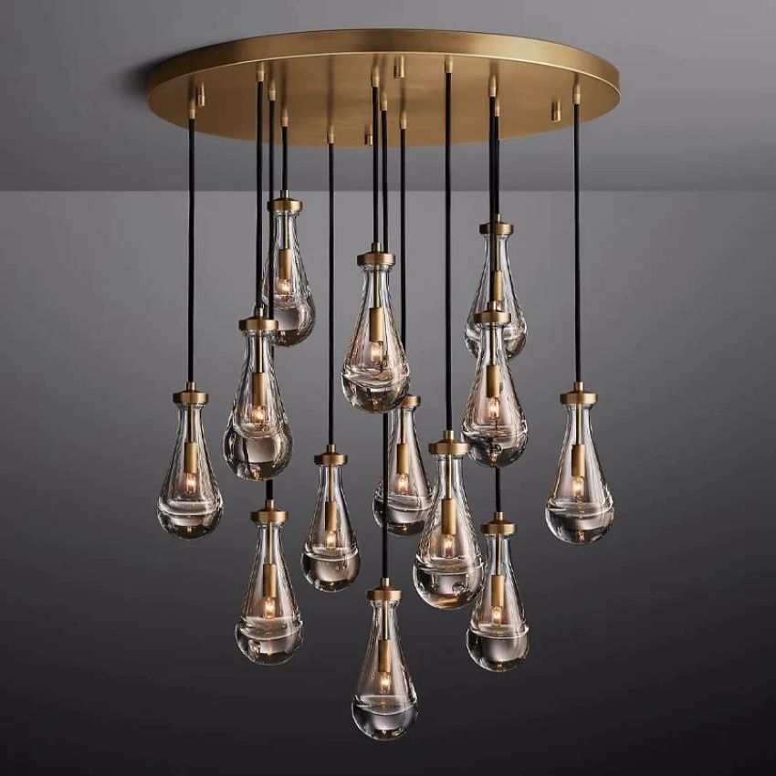 Rain Aura Glass Round Chandelier 36"