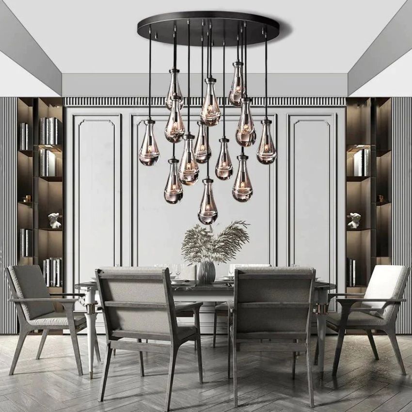 Rain Aura Glass Round Chandelier 36"