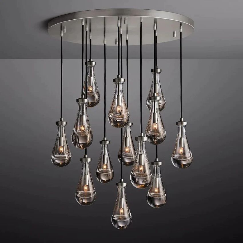 Rain Aura Glass Round Chandelier 36"