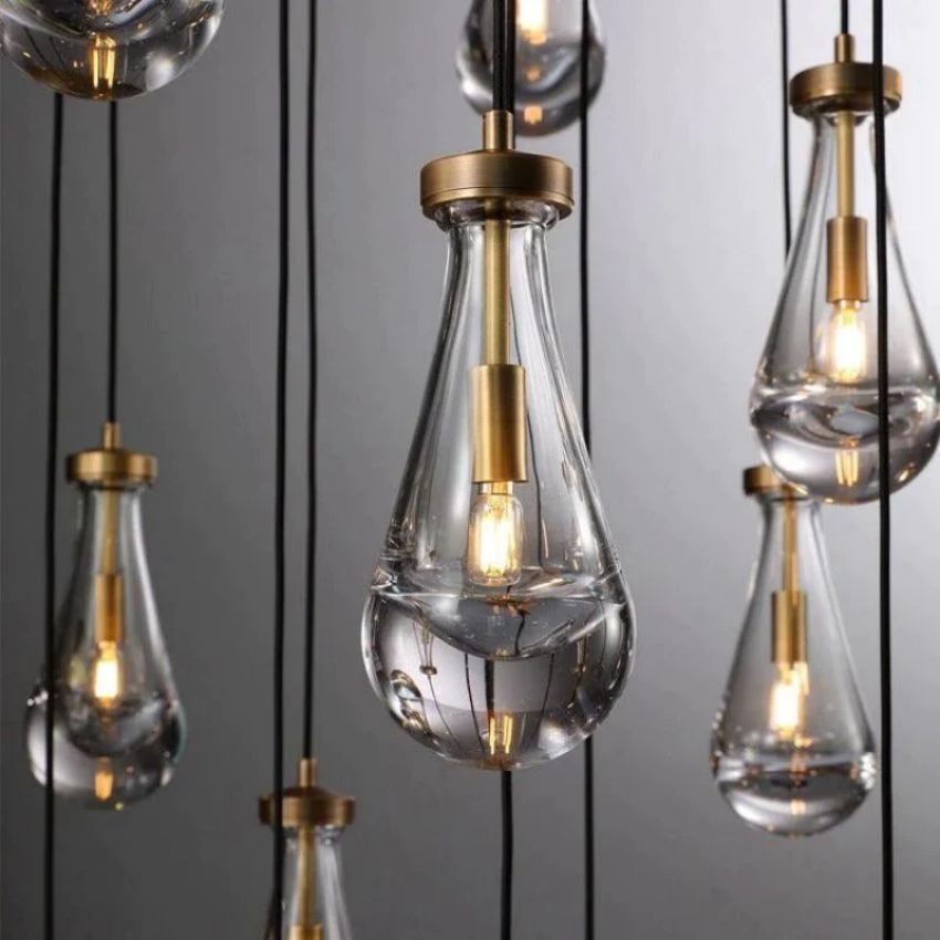 Rain Aura Glass Round Chandelier 47"