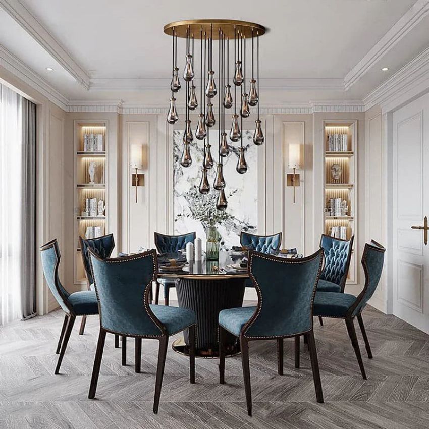 Rain Aura Glass Round Chandelier 47"