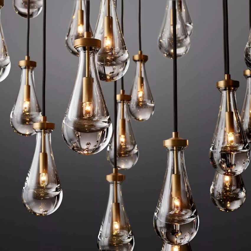 Rain Aura Glass Round Chandelier 60"