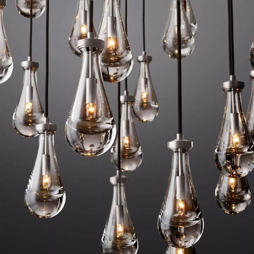 Rain Aura Glass Round Chandelier 60"