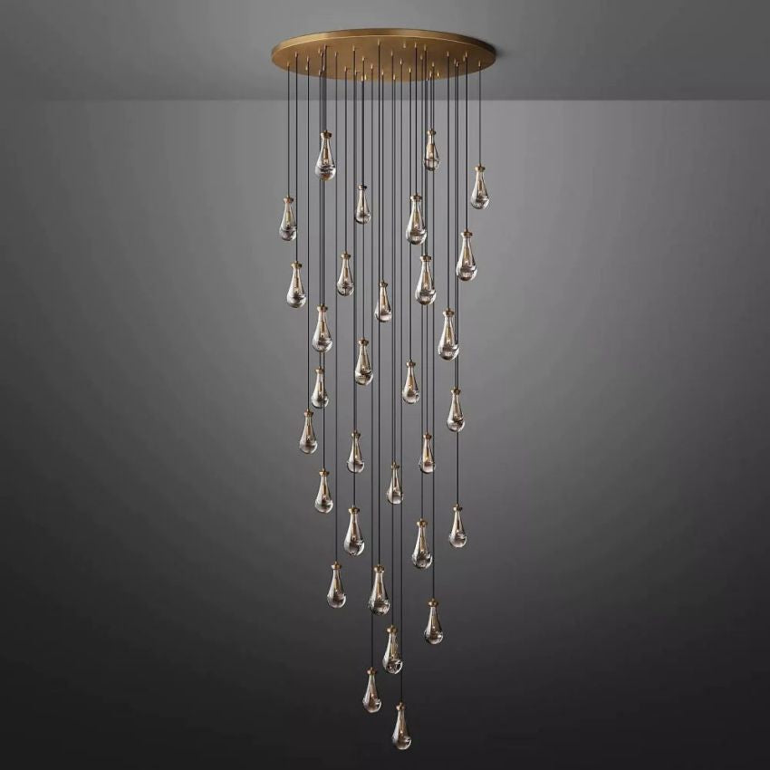 Rain Aura Glass Round Chandelier 60"