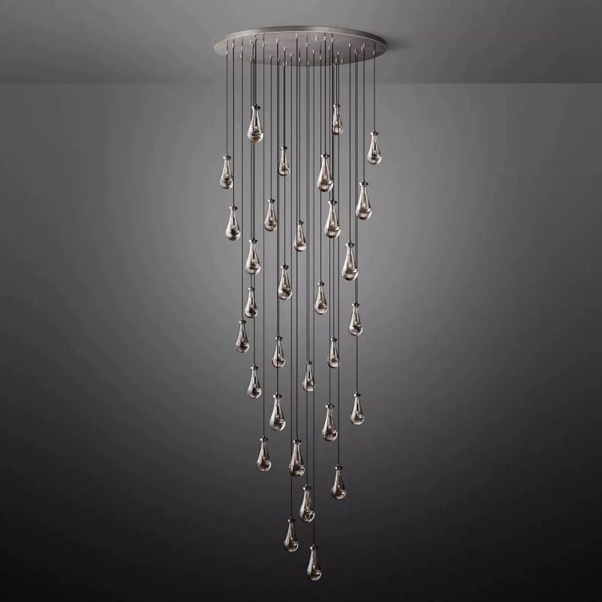 Rain Aura Glass Round Chandelier 60"