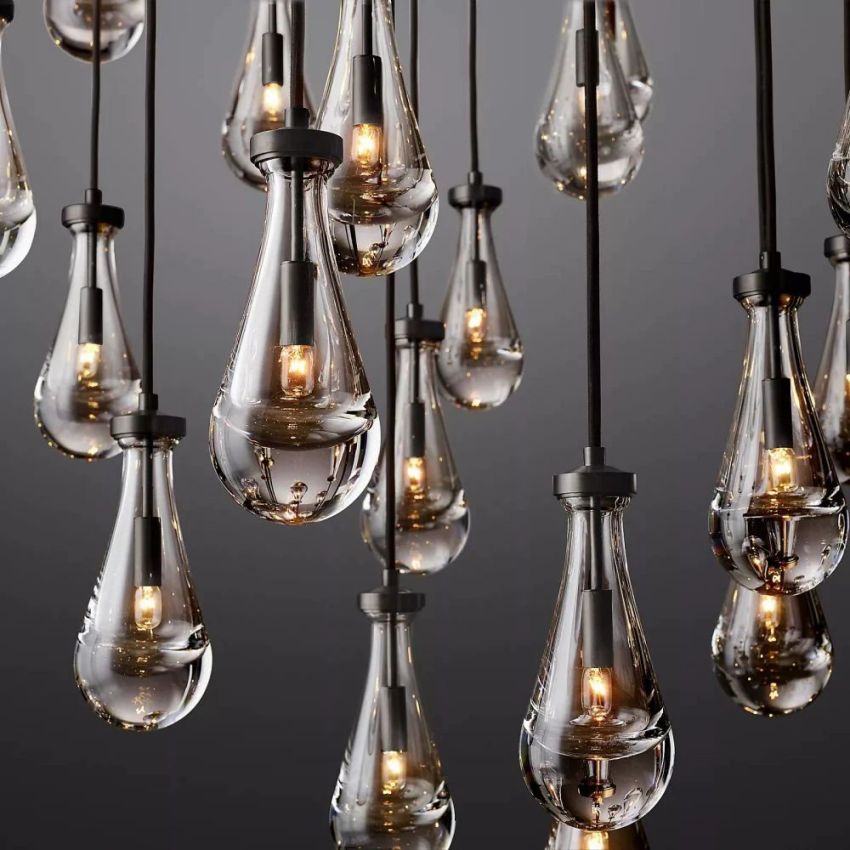 Rain Aura Glass Round Chandelier 60"