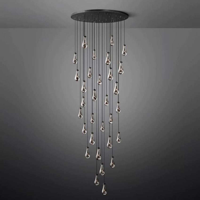 Rain Aura Glass Round Chandelier 60"