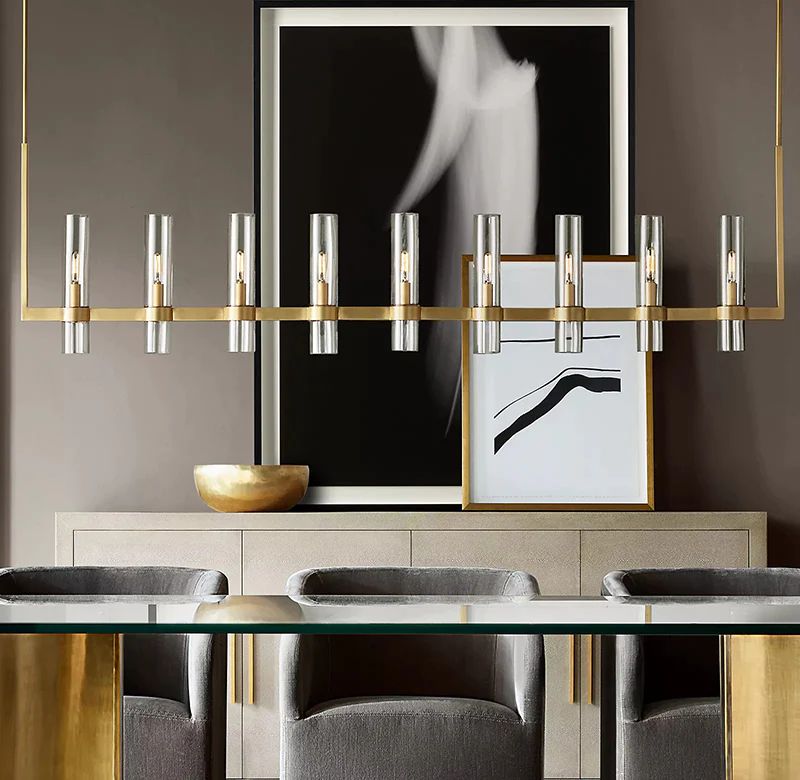 Ravelle Clear Glass Linear Chandelier 73"
