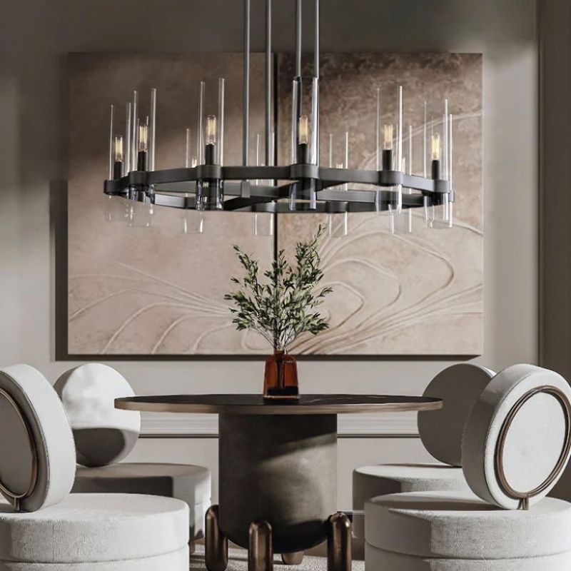 Ravelle Clear Glass Round Chandelier 48"