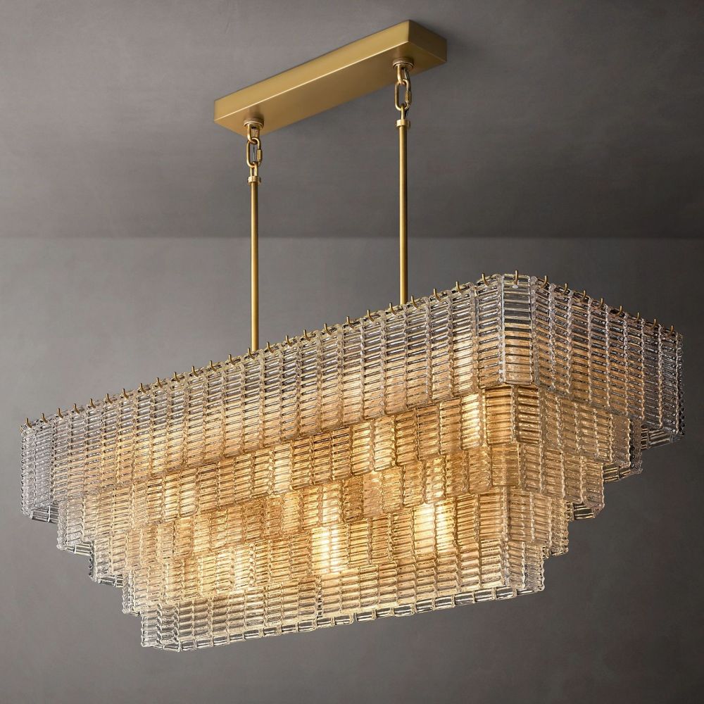 Sirene Draped Glass Rectangle Chandelier 59"
