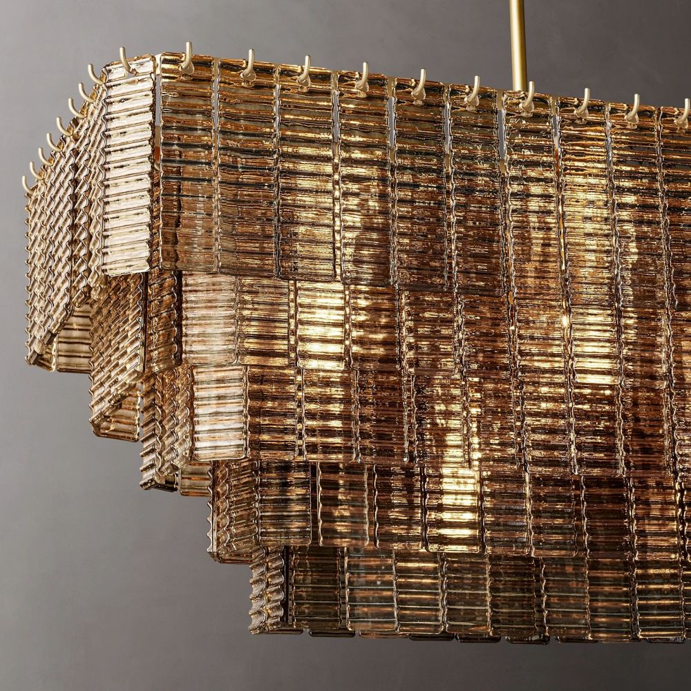 Sirene Draped Glass Rectangle Chandelier 59"