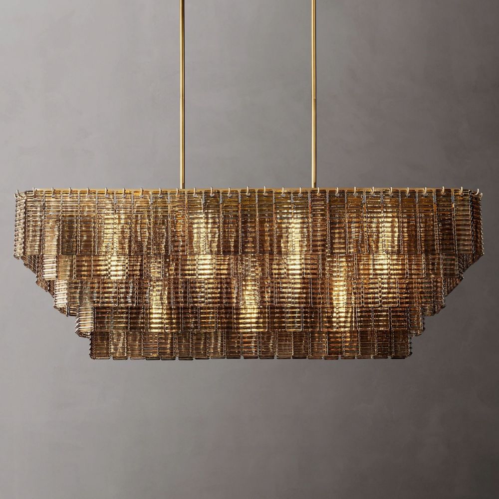Sirene Draped Glass Rectangle Chandelier 59"