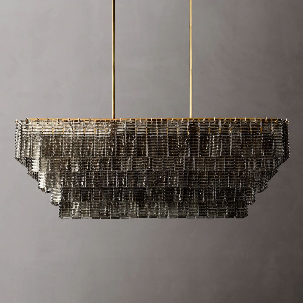 Sirene Draped Glass Rectangle Chandelier 59"