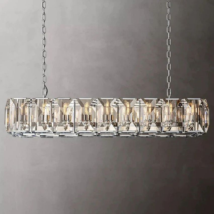 Harlow Faceted Crystal Rectangle Chandelier 62"
