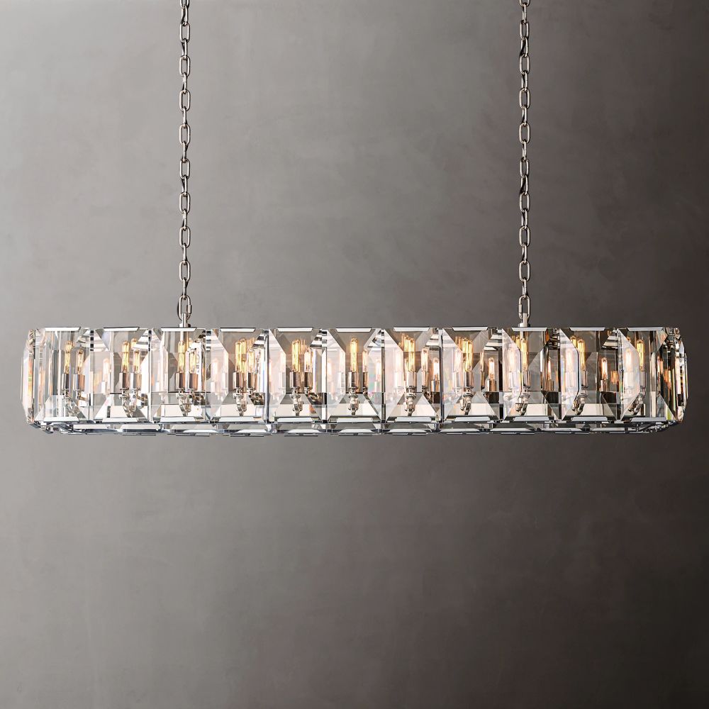 Harlow Faceted Crystal Rectangle Chandelier 74"