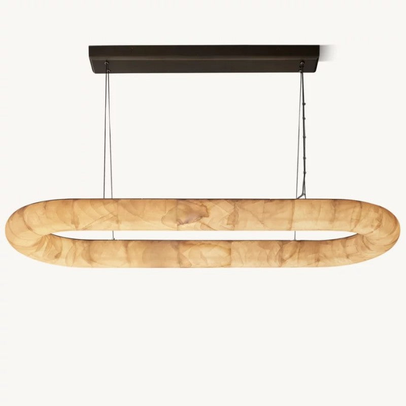 Rivage Lisse Veined Alabaster Oval Chandelier 57"