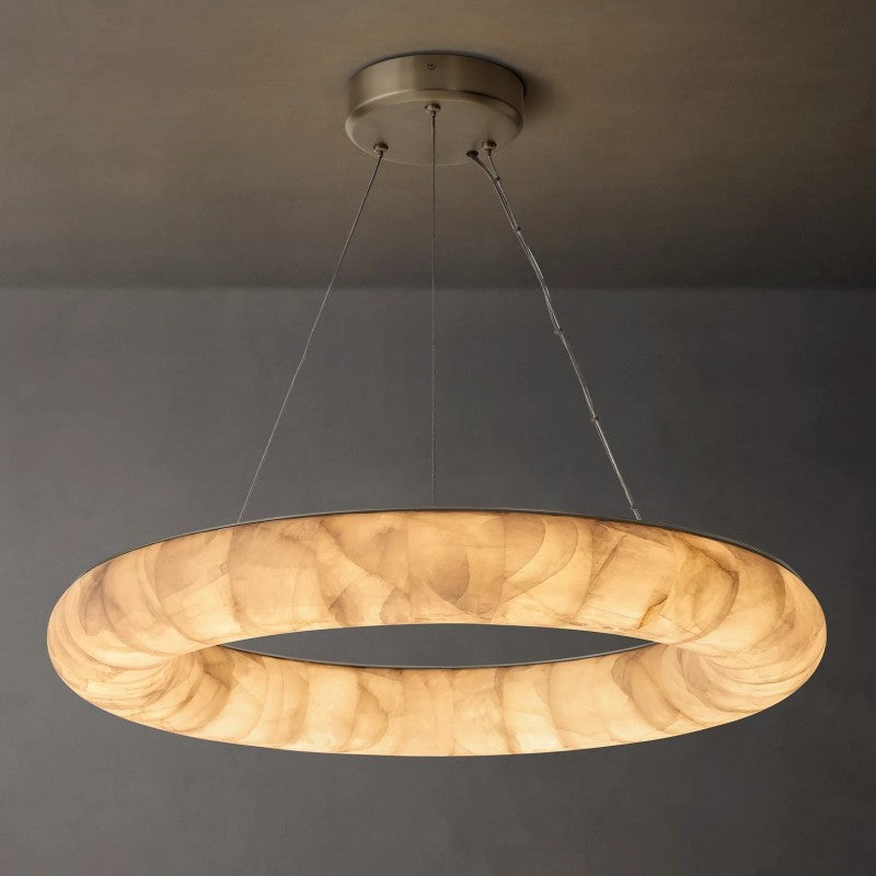 Rivage Lisse Veined Alabaster Round Chandelier 31"