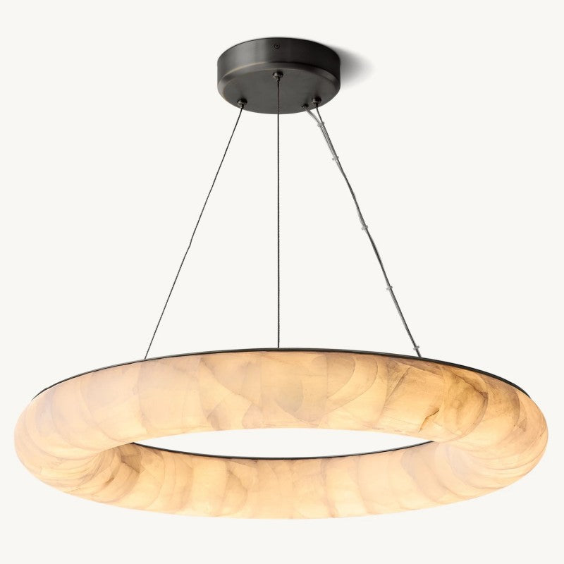 Rivage Lisse Veined Alabaster Round Chandelier 31"