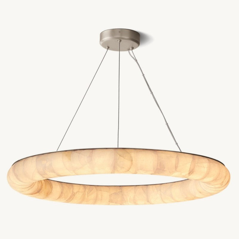 Rivage Lisse Veined Alabaster Round Chandelier 41"