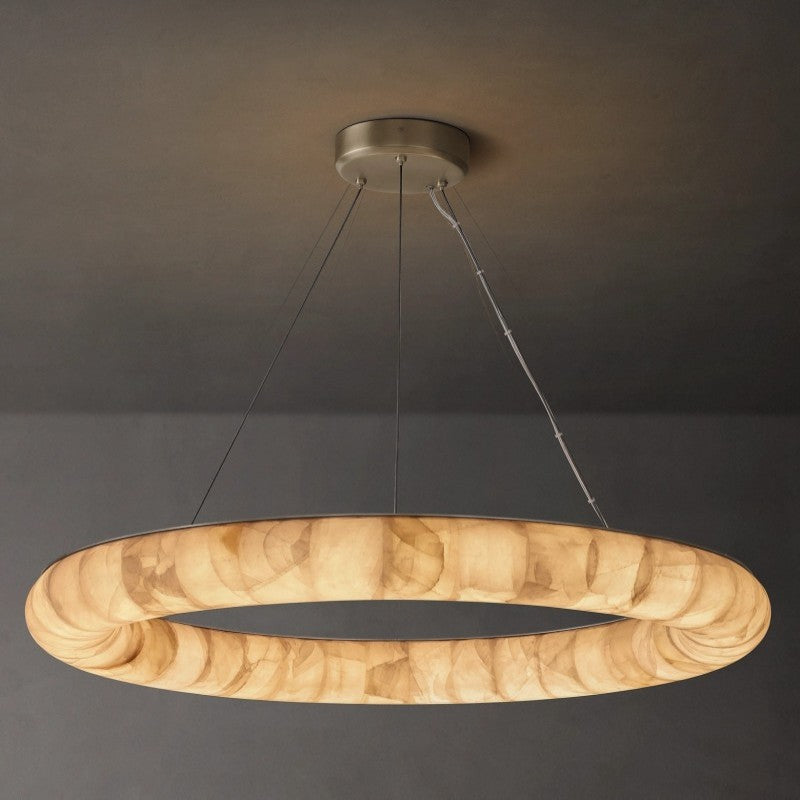 Rivage Lisse Veined Alabaster Round Chandelier 41"