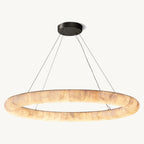 Rivage Lisse Veined Alabaster Round Chandelier 61"