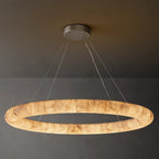 Rivage Lisse Veined Alabaster Round Chandelier 61"