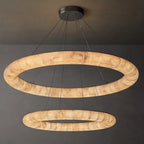 Rivage Lisse Veined Alabaster Two-Tiered Round Chandelier 61"