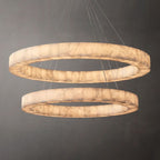 Rivage Veined Alabaster Two-Tier Round Chandelier 60"