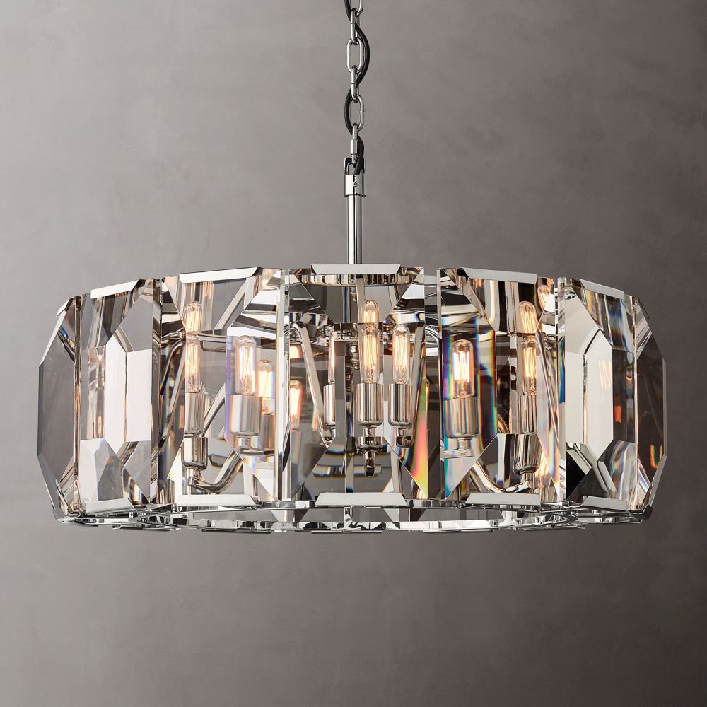 Harlow Faceted Crystal Round Chandelier 31"