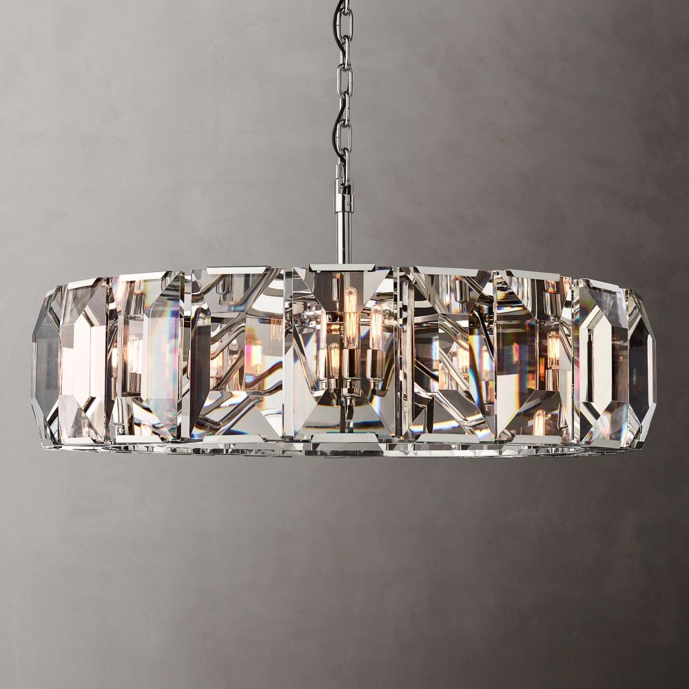 Harlow Faceted Crystal Round Chandelier 43"