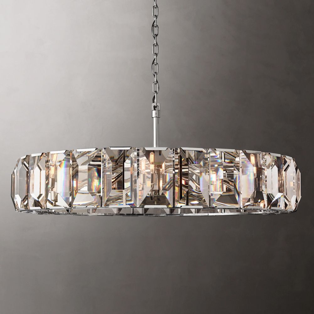 Harlow Faceted Crystal Round Ch"andelier 60"