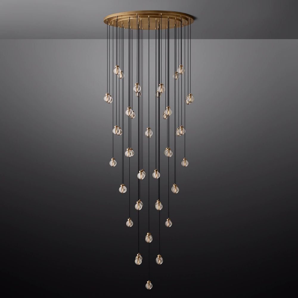 Pearl Carved Inciso Round Chandelier 60"