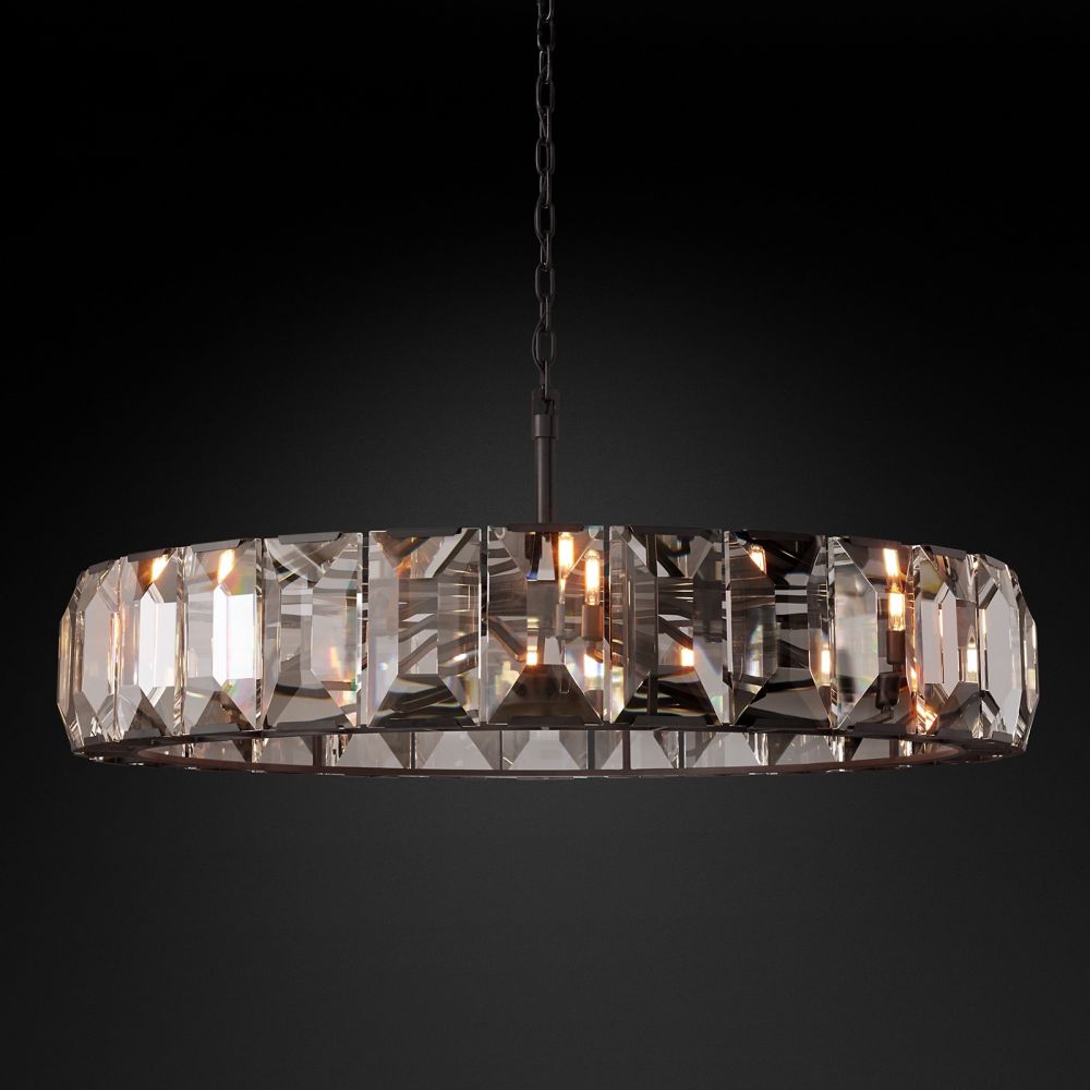 Harlow Faceted Crystal Round Ch"andelier 60"