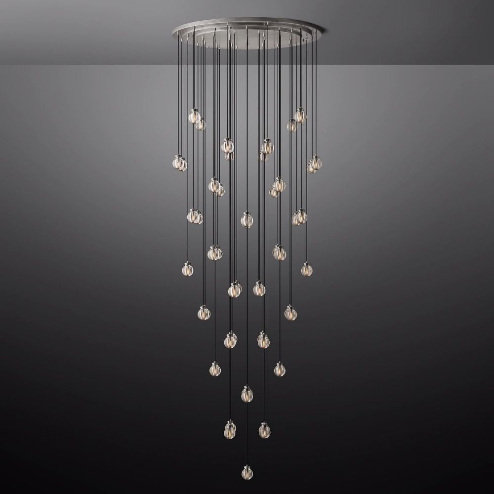 Pearl Carved Inciso Round Chandelier 60"